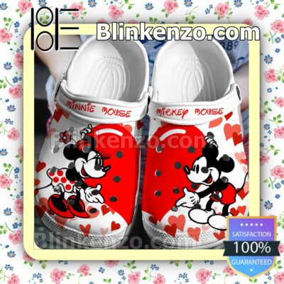 Personalized Name Mickey Minnie Red Heart Halloween Clogs