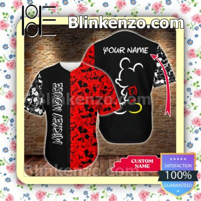 Personalized Name Mickey Mouse Black And Red Hip Hop Short Sleeves