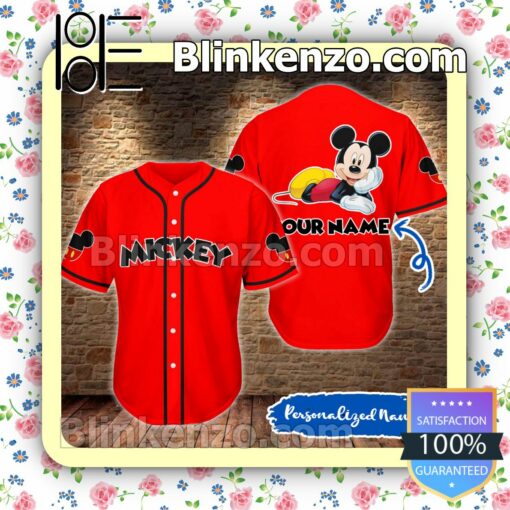 Personalized Name Mickey Mouse Red Hip Hop Short Sleeves
