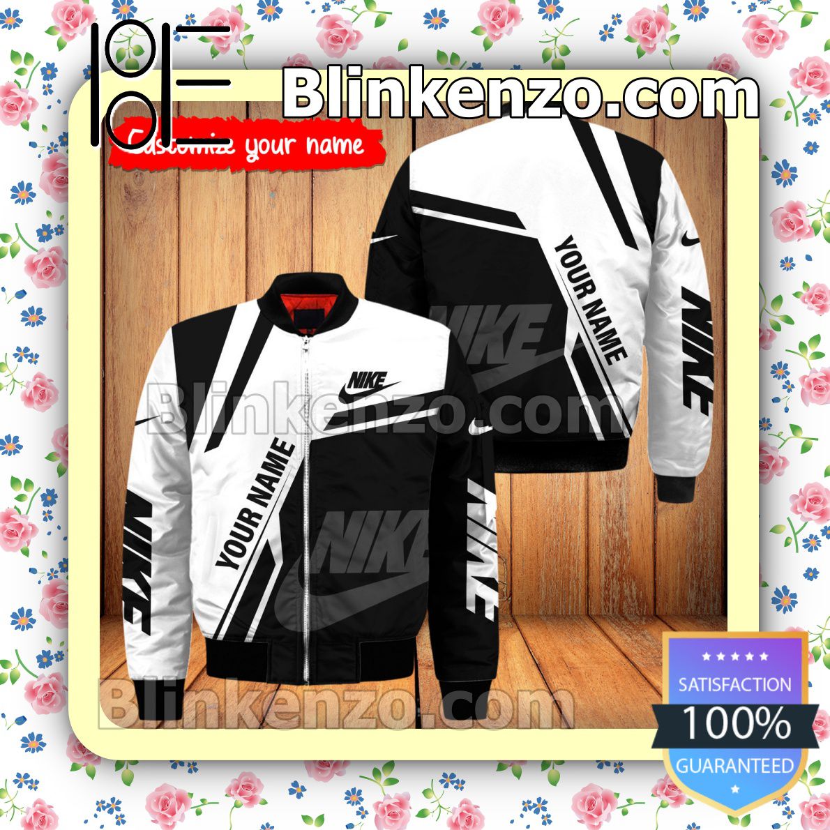 Personalized Nike Black And White Military Jacket Sportwear