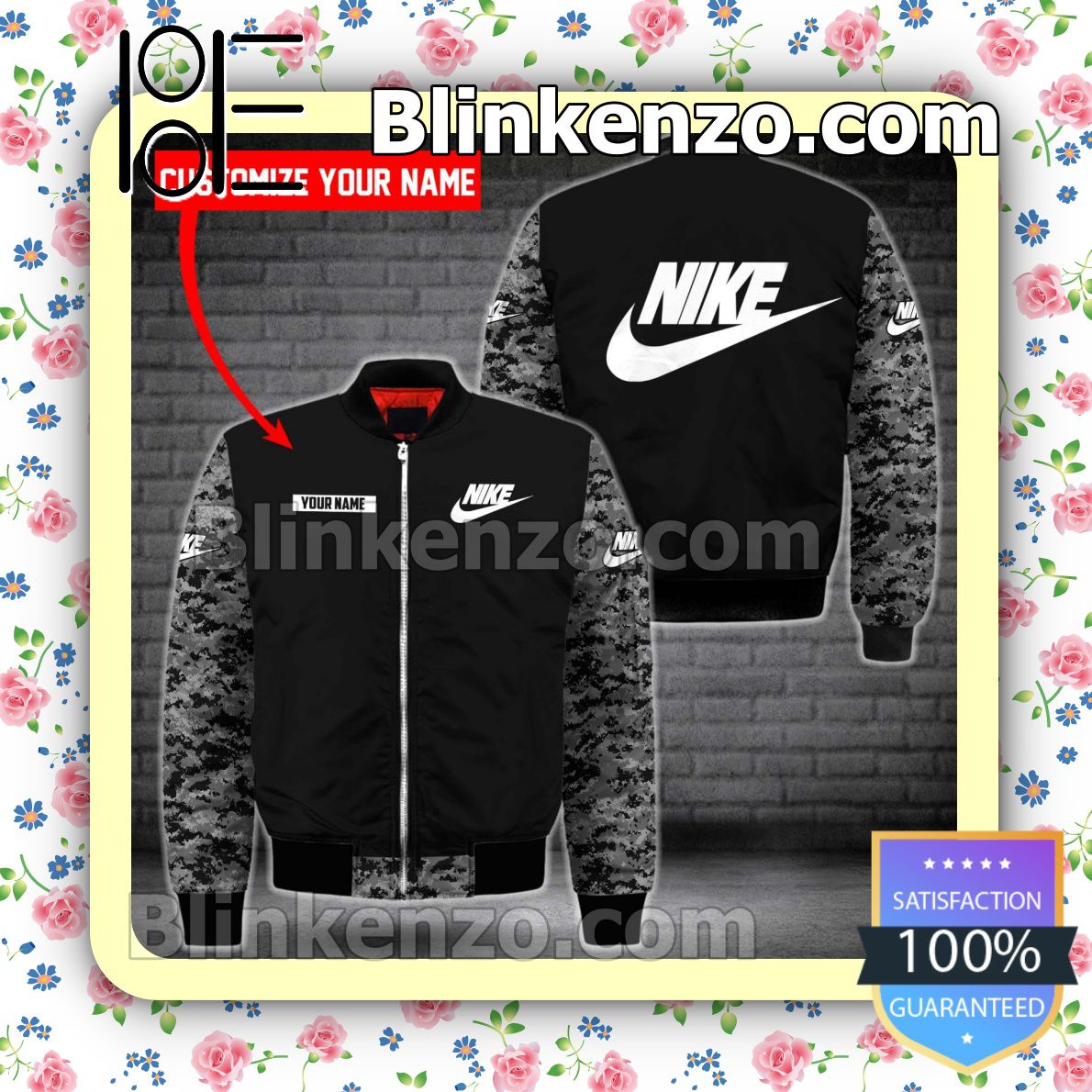 Personalized Nike Black With Grey Camouflage
