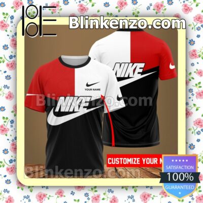 Personalized Nike Mix Color Red White And Black Brand Crewneck Tee