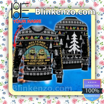Personalized Ninja Turtle All Is Care About Is Pizza And Like Three People Christmas Pullover Sweaters