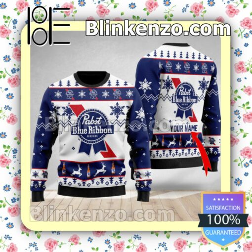 Personalized Pabst Blue Ribbon Christmas Pullover Sweaters