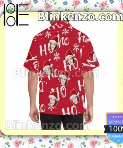 Personalized Photo Christmas Hohoho Red Xmas Button Down Shirt a