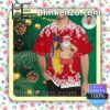 Personalized Photo Christmas Surfing Funny Red Xmas Button Down Shirt