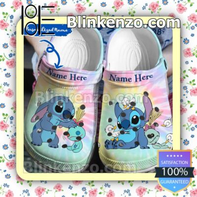 Personalized Stitch And Scrump Tie Dye Halloween Clogs