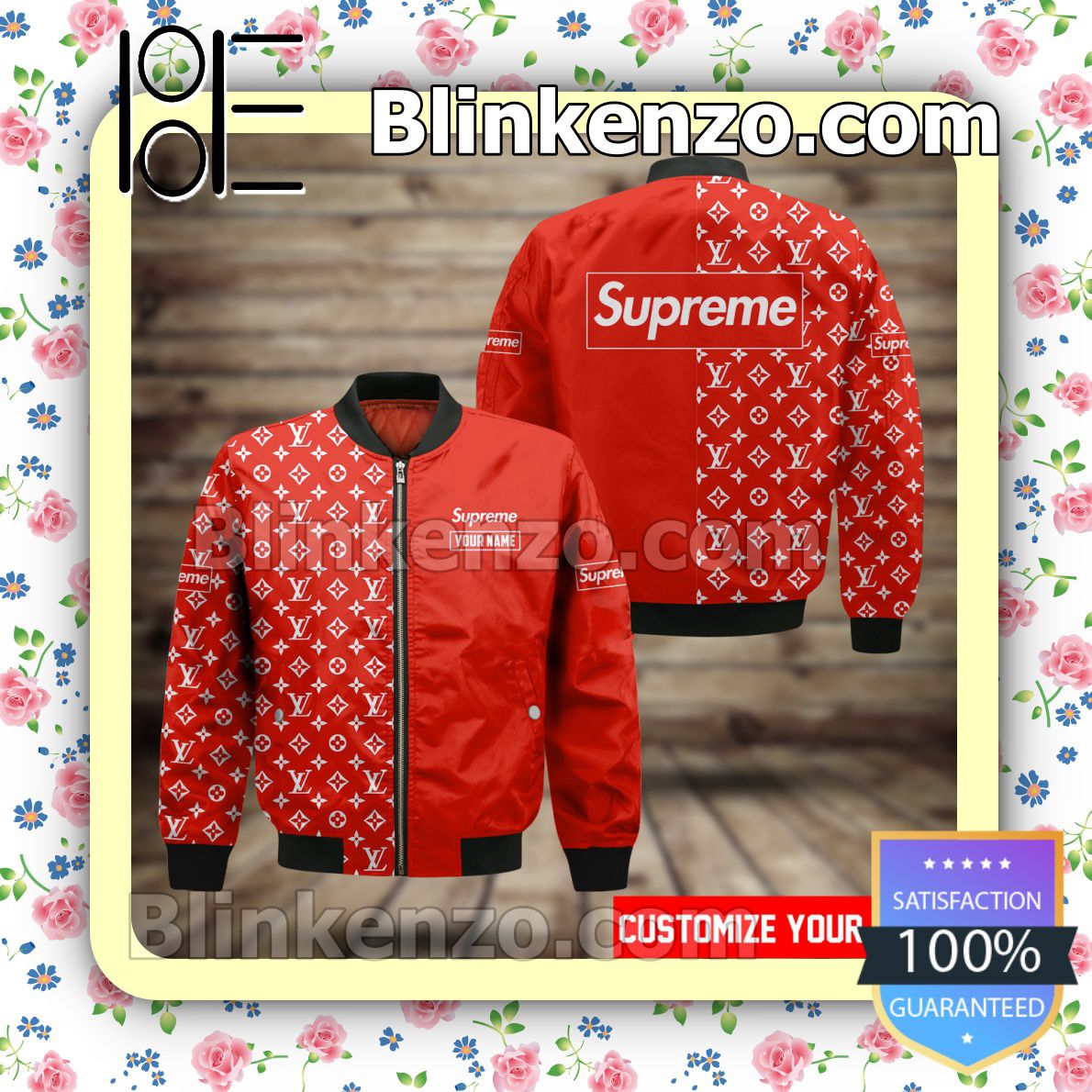 Personalized Supreme Half Monogram Red Military Jacket Sportwear