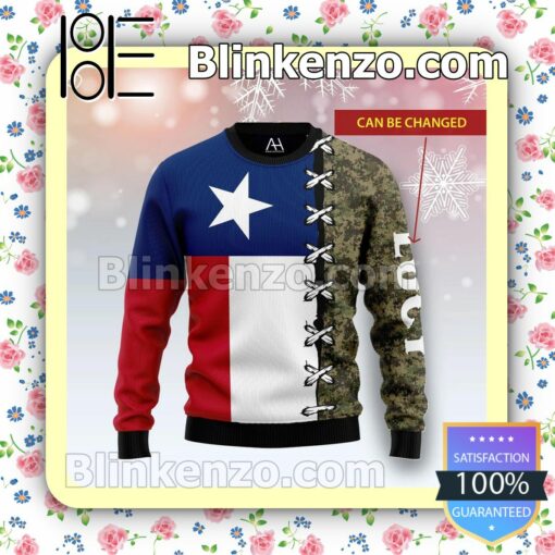 Personalized Texas Flag Camo Christmas Pullover Sweaters