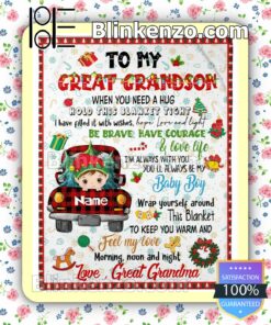 Personalized To Great Grandson When You Need A Hug Quilted Blanket