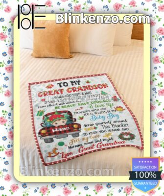 Personalized To Great Grandson When You Need A Hug Quilted Blanket a