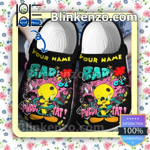 Personalized Tweety Bad Ol' Puddy Tat Halloween Clogs