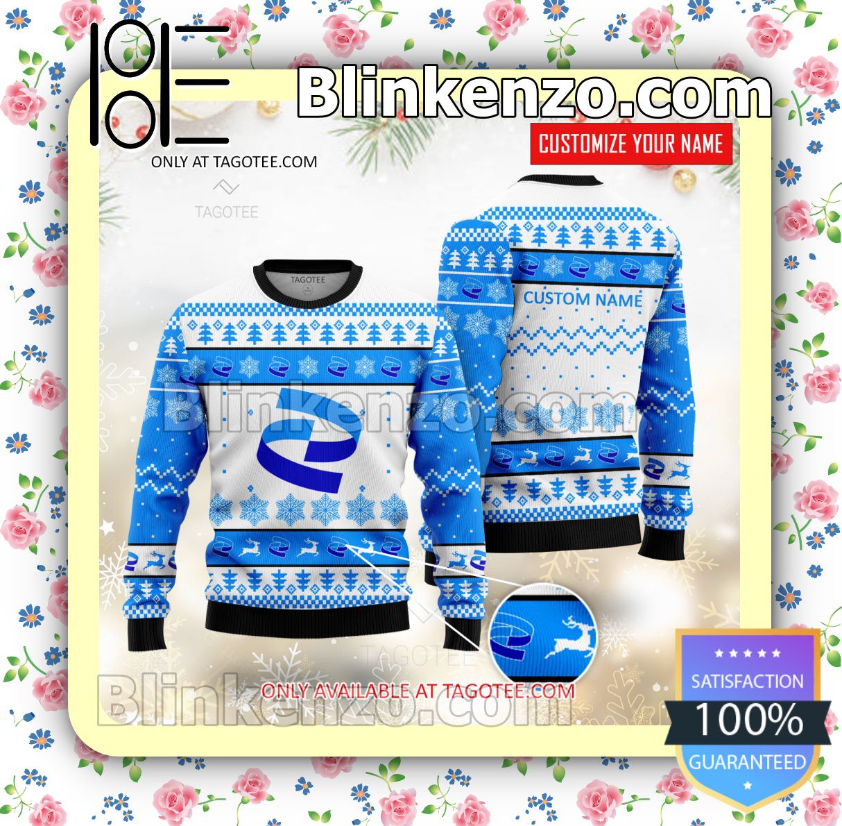 Pfizer Brand Print Christmas Sweater