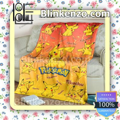 Pikachu Pokemon Pattern Quilted Blanket