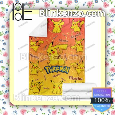 Pikachu Pokemon Pattern Quilted Blanket b