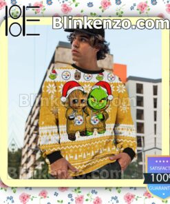 Pittsburgh Steelers Baby Groot And Grinch Christmas NFL Sweatshirts c