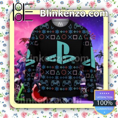 Playstation Logo Black Christmas Pullover Sweaters