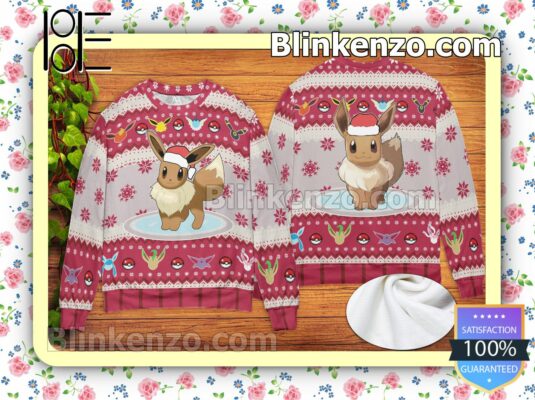 Pokemon Eevee Pink Christmas Pullover Sweaters