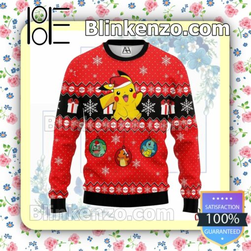 Pokemon Pikachu Red Christmas Pullover Sweaters