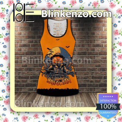 Pumpkin Happy Halloween Women Tank Top Pant Set e