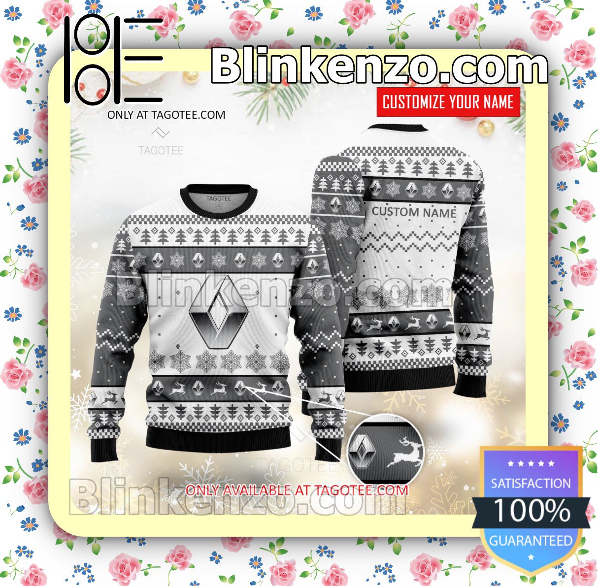 Renault Brand Print Christmas Sweater