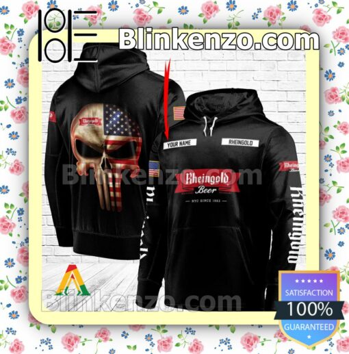 Rheingold Brewery Punisher Skull USA Flag Hoodie Shirt