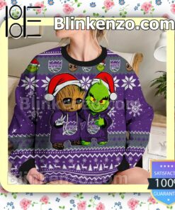 Sacramento Kings Baby Groot And Grinch Christmas NBA Sweatshirts b