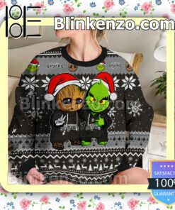 San Antonio Spurs Baby Groot And Grinch Christmas NBA Sweatshirts b