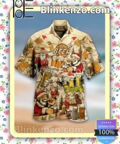 Santa Claus Cold Beer Xmas Button Down Shirt