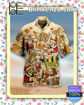 Santa Claus Cold Beer Xmas Button Down Shirt