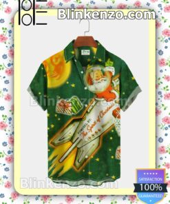Santa Claus Flying Licence Power By The Spirit Of Christmas Xmas Button Down Shirt