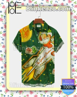 Santa Claus Flying Licence Power By The Spirit Of Christmas Xmas Button Down Shirt