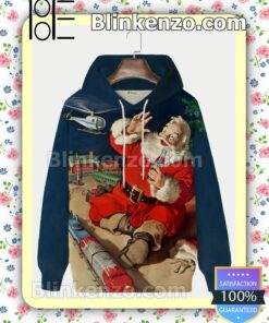 Santa Claus Train Holiday Xmas Hoodie Jacket