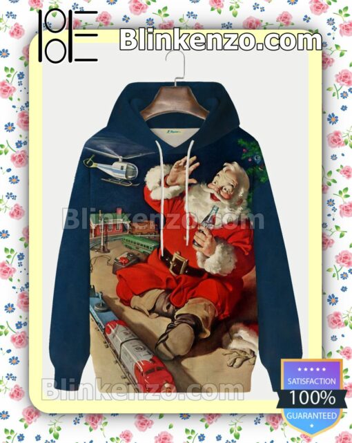 Santa Claus Train Holiday Xmas Hoodie Jacket