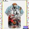 Santa Ride Motorcycle Route 66 Happy Holidays Xmas Button Down Shirt