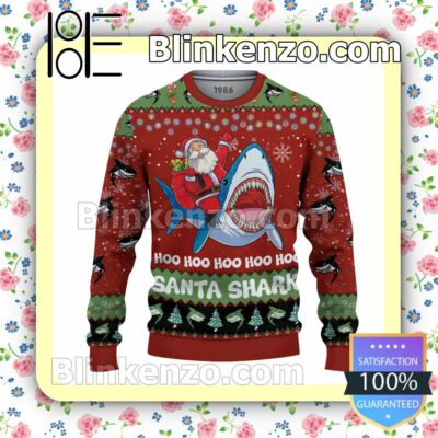 Santa Shark Hoo Hoo Hoo Christmas Pullover Sweaters