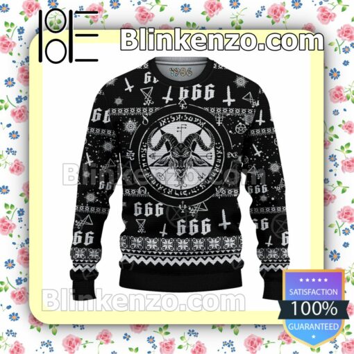 Satan Pentagram 666 Christmas Pullover Sweaters