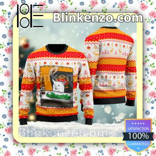 Schaefer Beer Cat Meme Christmas Pullover Sweaters