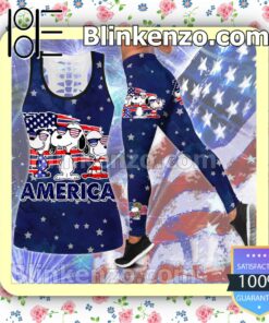 Snoopy America Freedom Is Not Free Thank You Veterans Women Tank Top Pant Set