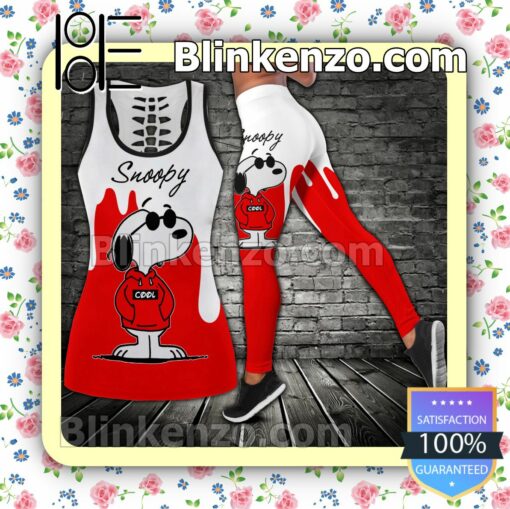 Snoopy Cool Red And White Women Tank Top Pant Set c