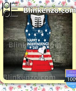 Snoopy Happy Independence Day Happy 4th God Bless America Women Tank Top Pant Set c