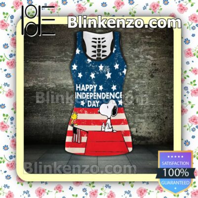 Snoopy Happy Independence Day Happy 4th God Bless America Women Tank Top Pant Set c