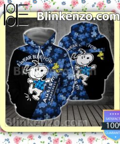 Snoopy I Wear Blue For Autism Awareness Women Tank Top Pant Set b