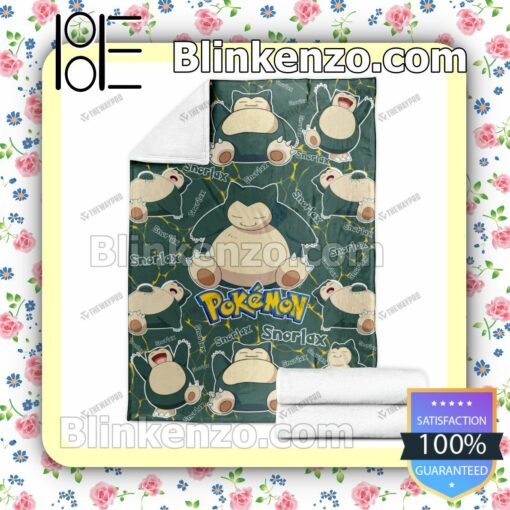Snorlax Pokemon Pattern Quilted Blanket b