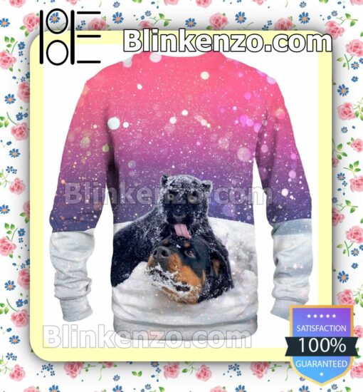 Snow Black Panther And Rottweiler Love Is Everywhere Sweatshirts a