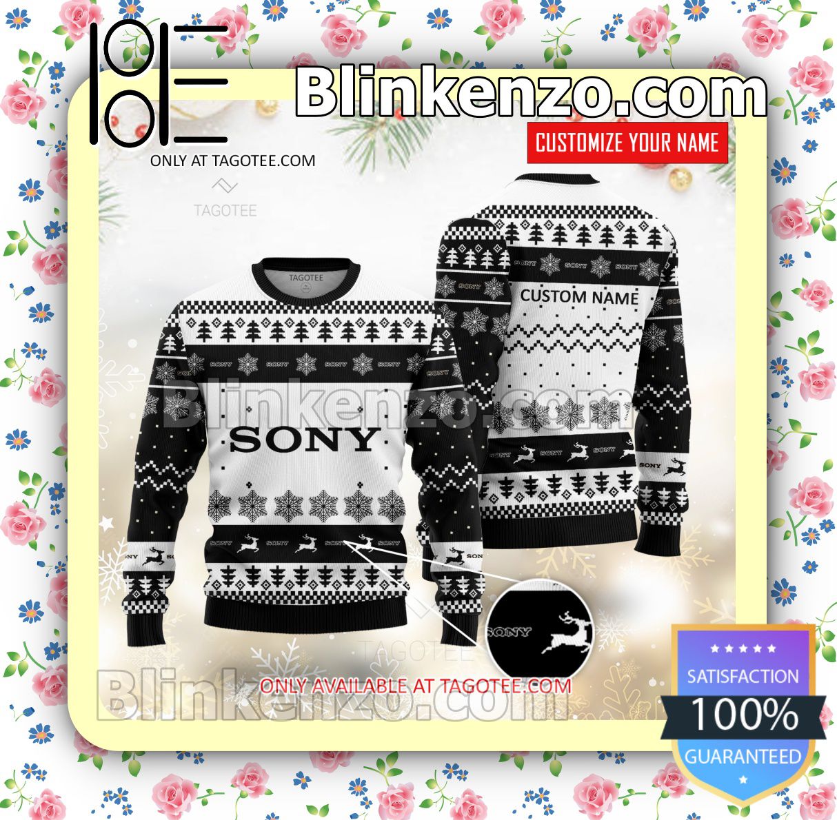 Sony Brand Print Christmas Sweater