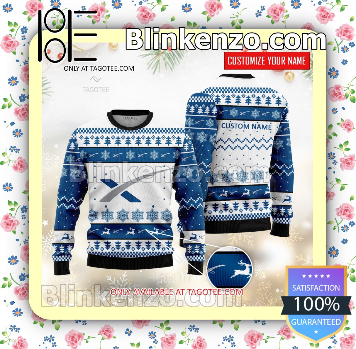 SpaceX Brand Print Christmas Sweater