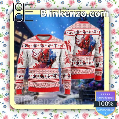 Spider Man Superhero White And Red Christmas Pullover Sweaters