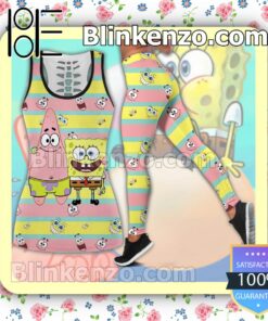 Spongebob And Patrick Horizontal Line Women Tank Top Pant Set