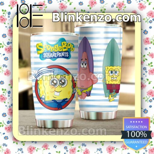 Spongebob Squarepants Blue Stripes Travel Mug